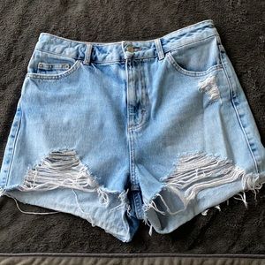 Topshop Distressed Mom Jean Shorts